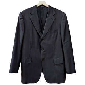 Ermenegildo Zegna x Neiman Marcus Black Wool Striped Three Button Blazer Sz 42US